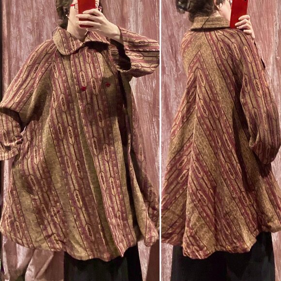 Lilli Ann Jackets & Blazers - Vtg 60s tapestry brocade carpet swing tent opera cape coat Lilli Ann like XL XXL